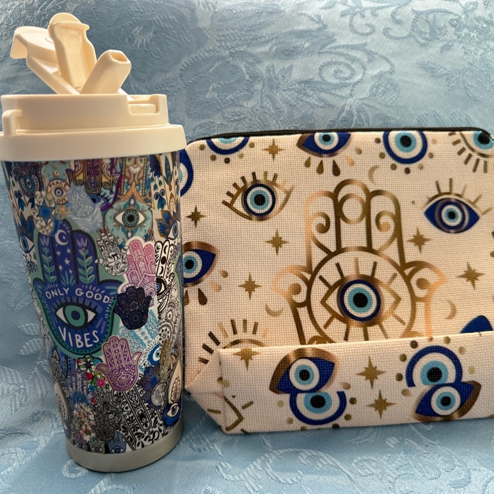 Eye Motif Travel Mug and Pouch Set